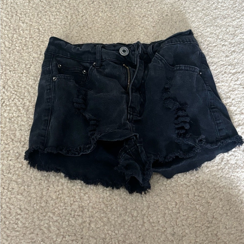 SHEIN Black Ripped Jean Shorts